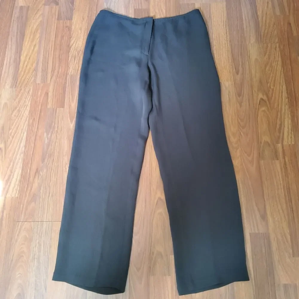 Eileen Fisher Silk Slouchy Pants Size S Brown New - Picture 2 of 8